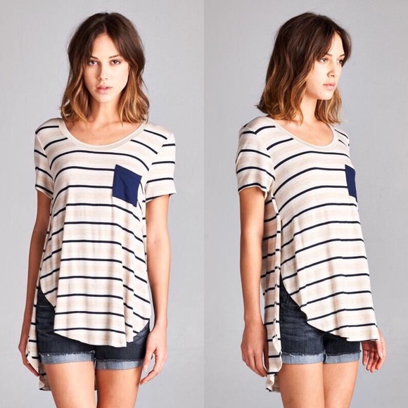 Tops - Striped High Low Dolphin Hem Top